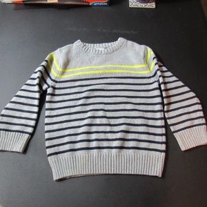 Gymboree boy's gray crewneck striped sweater